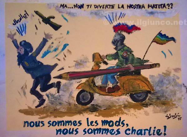 Artista maremmano porta la propria vignetta ai giornalisti di Charlie Hebdo